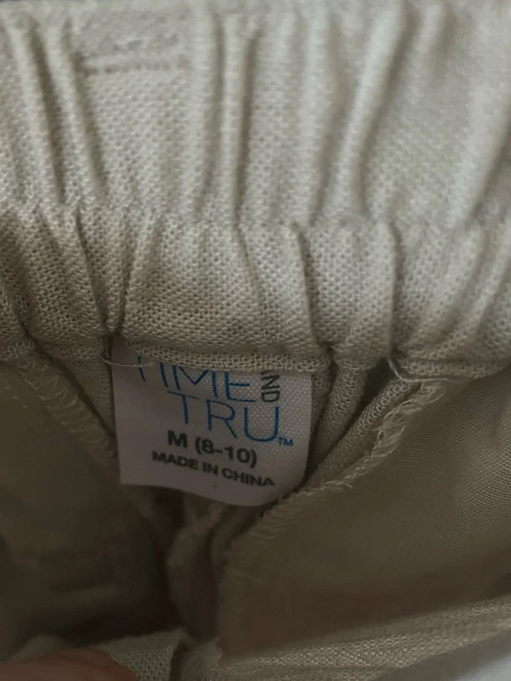 Set of 2 Time & Tru Linen Shorts Women’s Beige & Black Elastic & Button Waist M